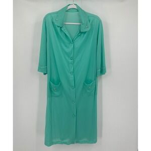 Henson Kickernick Womens Vintage Mod Robe Size‎ L Housecoat Mid Century Green
